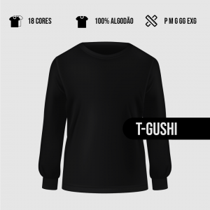 Camiseta 100% Algodão Manga Longa T-Gushi Bordada